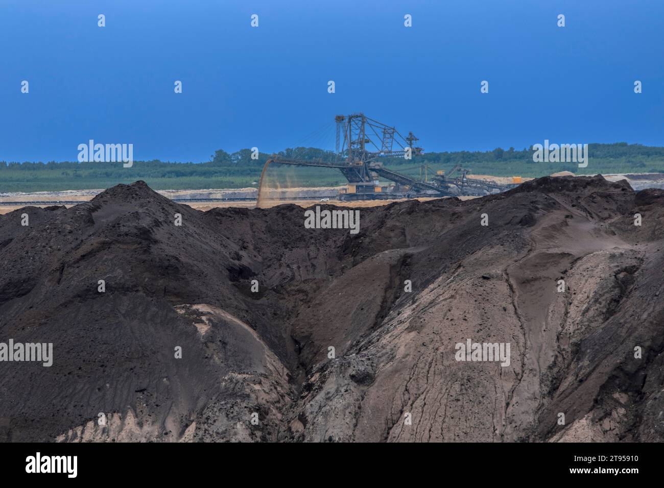 Spanditore per miniere di superficie del carbone Welzow-Sued der Lausitz energie Bergbau AG (LEAG), Germania, Sassonia, Niederlausitz, Welzow Foto Stock