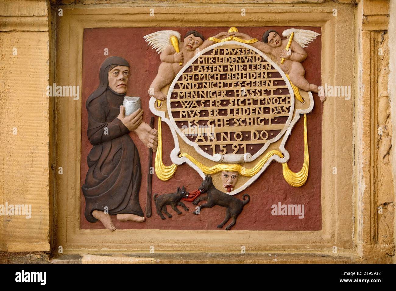 Dettagli sulla Tempelhaus, casa patrizia gotica, Germania, bassa Sassonia, Hildesheim Foto Stock