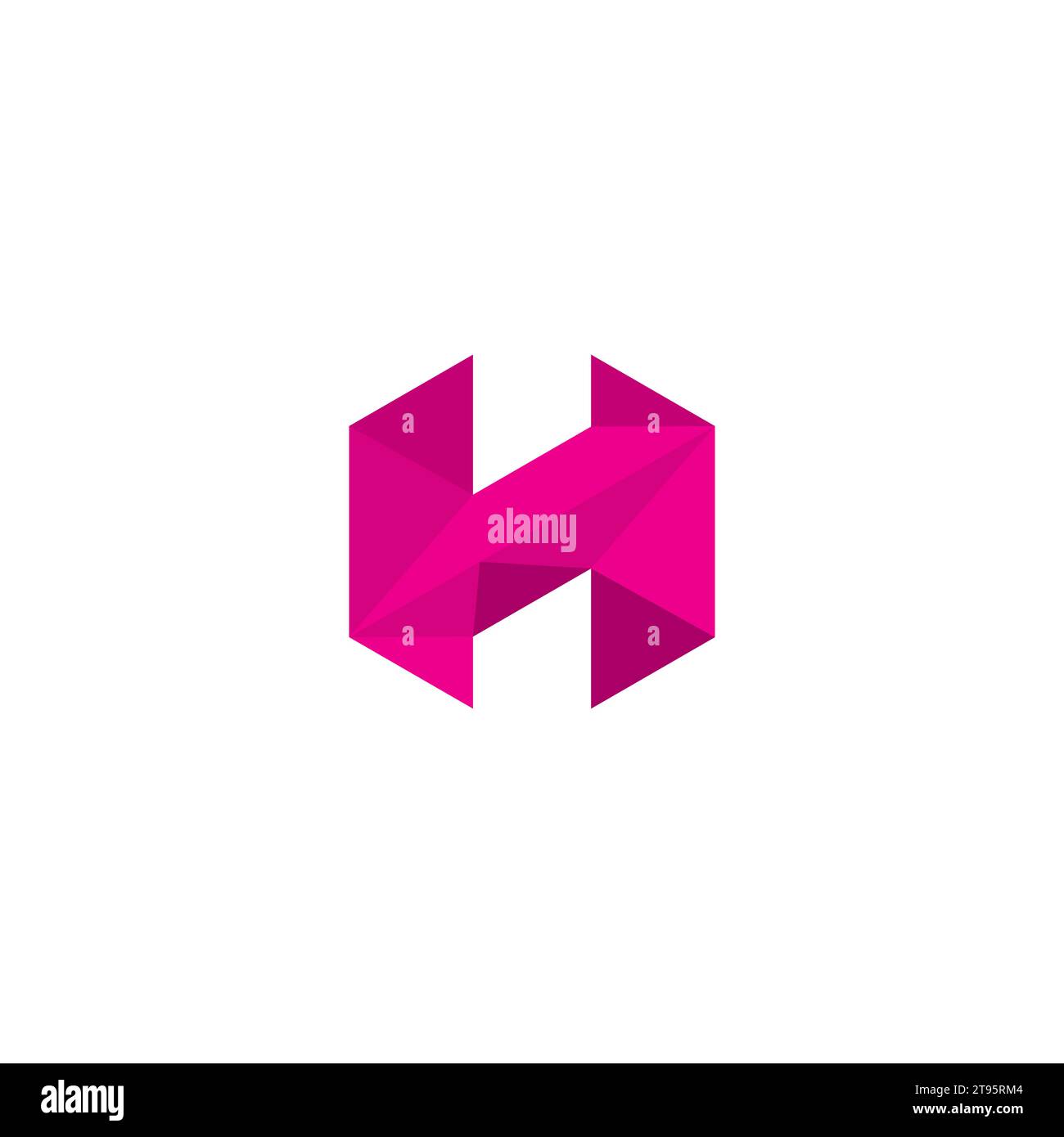 H Logo esagonale con colore rosa semplice Illustrazione Vettoriale