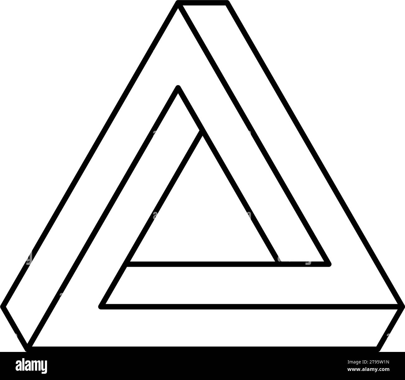 Forma triangolare impossibile. Illusione visiva ottica. Simbolo del loop Infinite triangolare. Forma geometrica irreale astratta. Elemento di design puzzle lineare per logo, icona, etichetta, tag. Illustrazione vettoriale Illustrazione Vettoriale