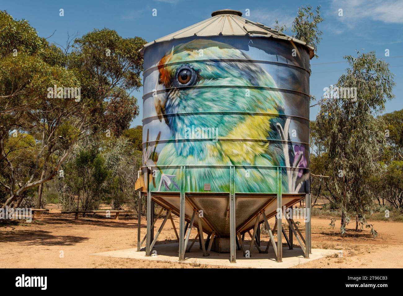 Mobile Silo Art di Jimmy DVate, Werrimull, Victoria, Australia Foto Stock