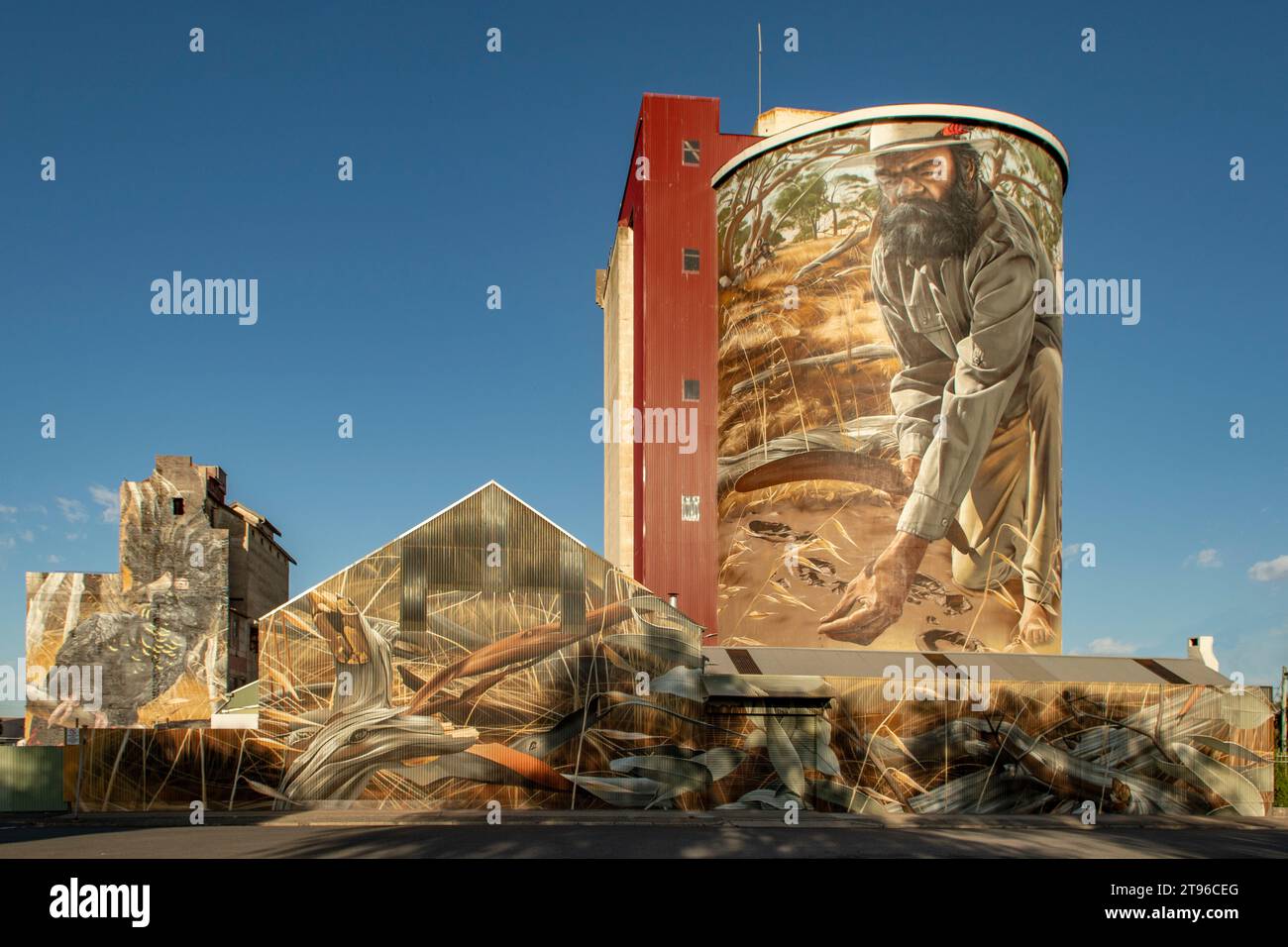 The Yangga Dyata Silo Art di Smug, Horsham, Victoria, Australia Foto Stock