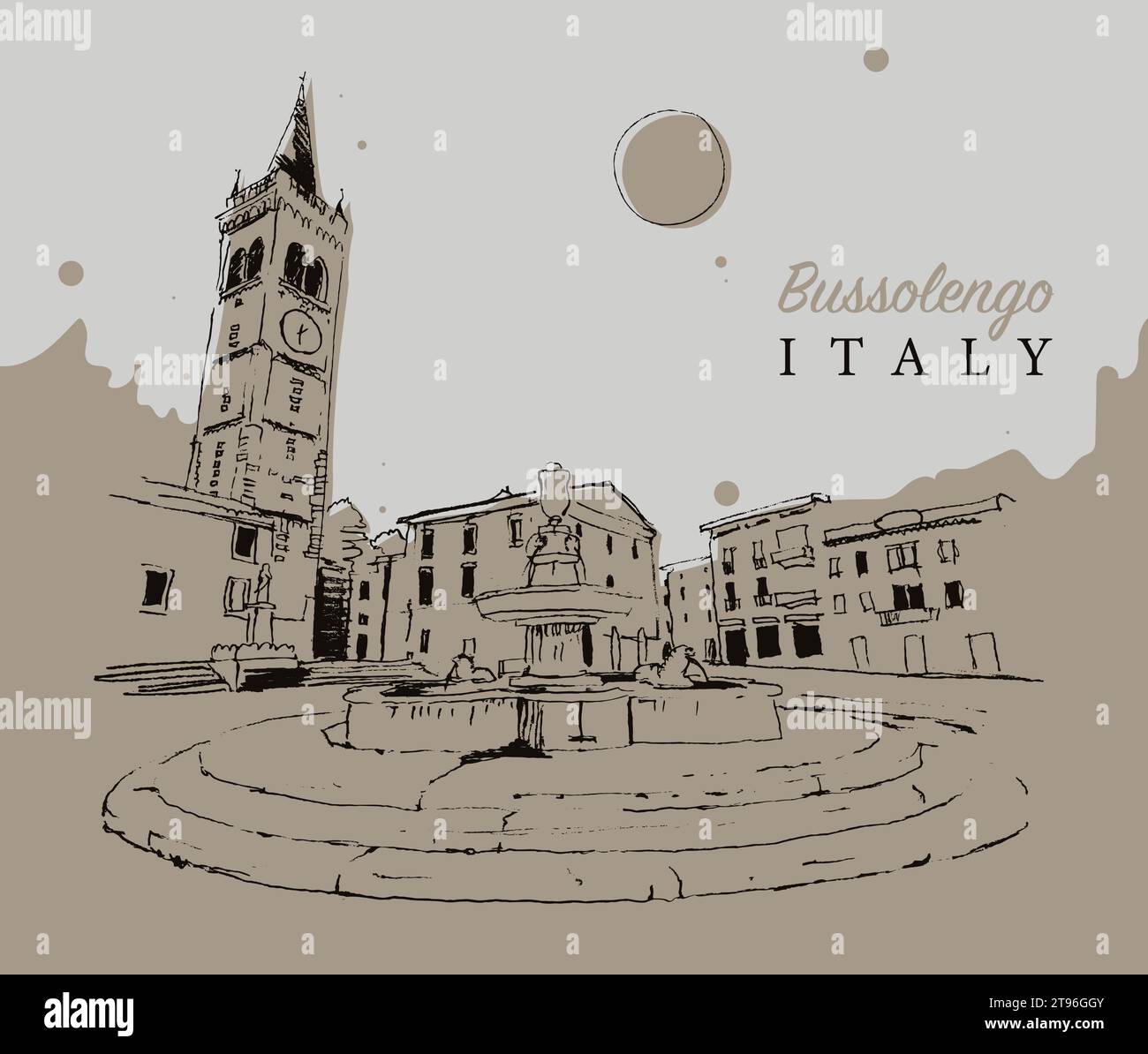 Illustrazione vettoriale di Bussolengo, città di Verona, provincia del Veneto, Italia. Illustrazione Vettoriale