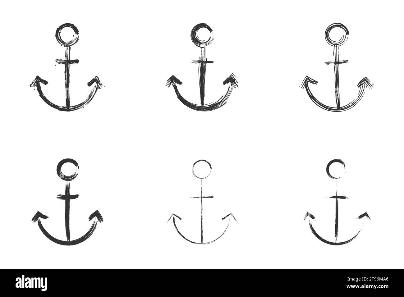 Set di icone di ancoraggio disegnate con pennello. Illustrazione vettoriale Illustrazione Vettoriale