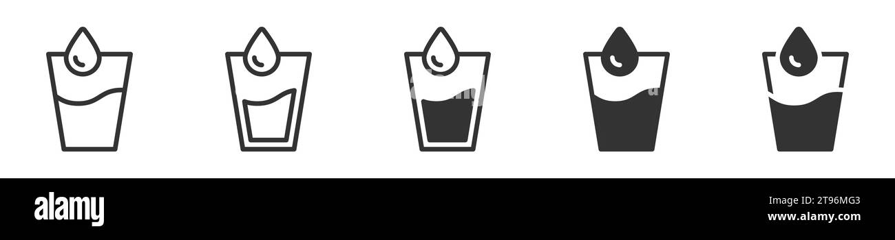 Set di icone per gocce di acqua potabile. Illustrazione vettoriale Illustrazione Vettoriale