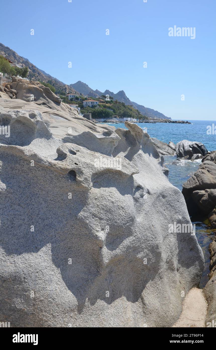 Grecia, Egeo settentrionale, Ikaria Island Villages Karkinagri e Trapalou Foto Stock