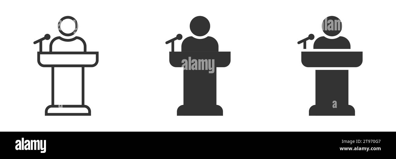 Icona altoparlante. Persona sul podio. Illustrazione vettoriale Illustrazione Vettoriale