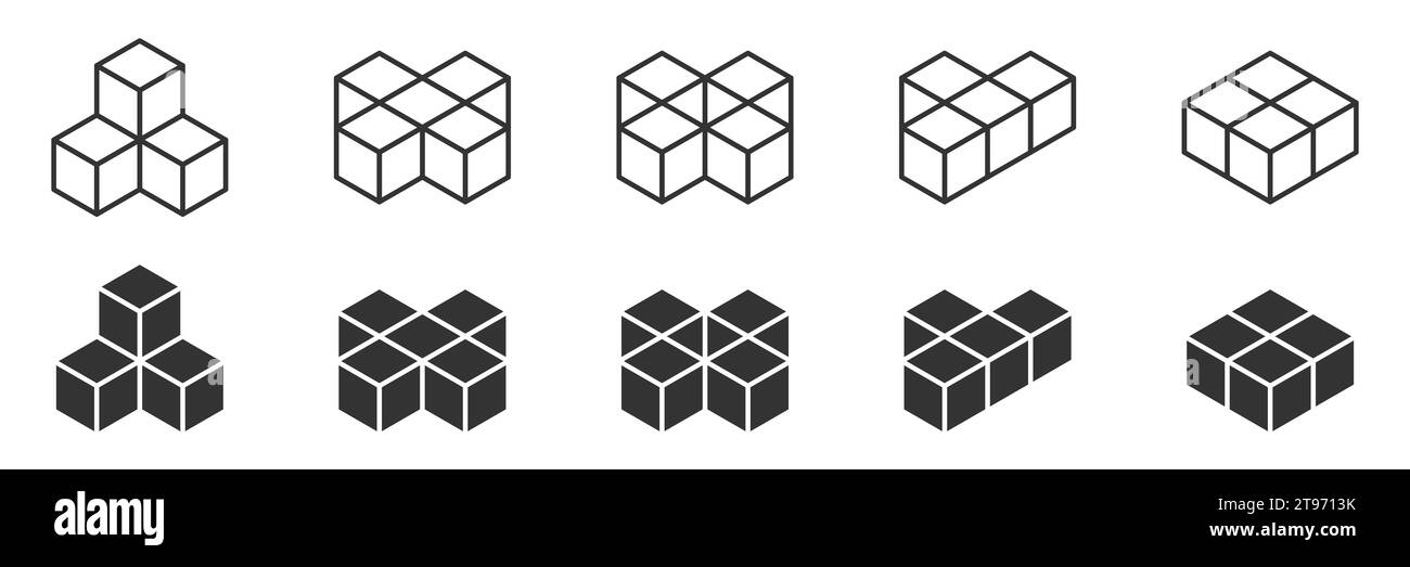 set di icone cubo 3d. Illustrazione vettoriale Illustrazione Vettoriale