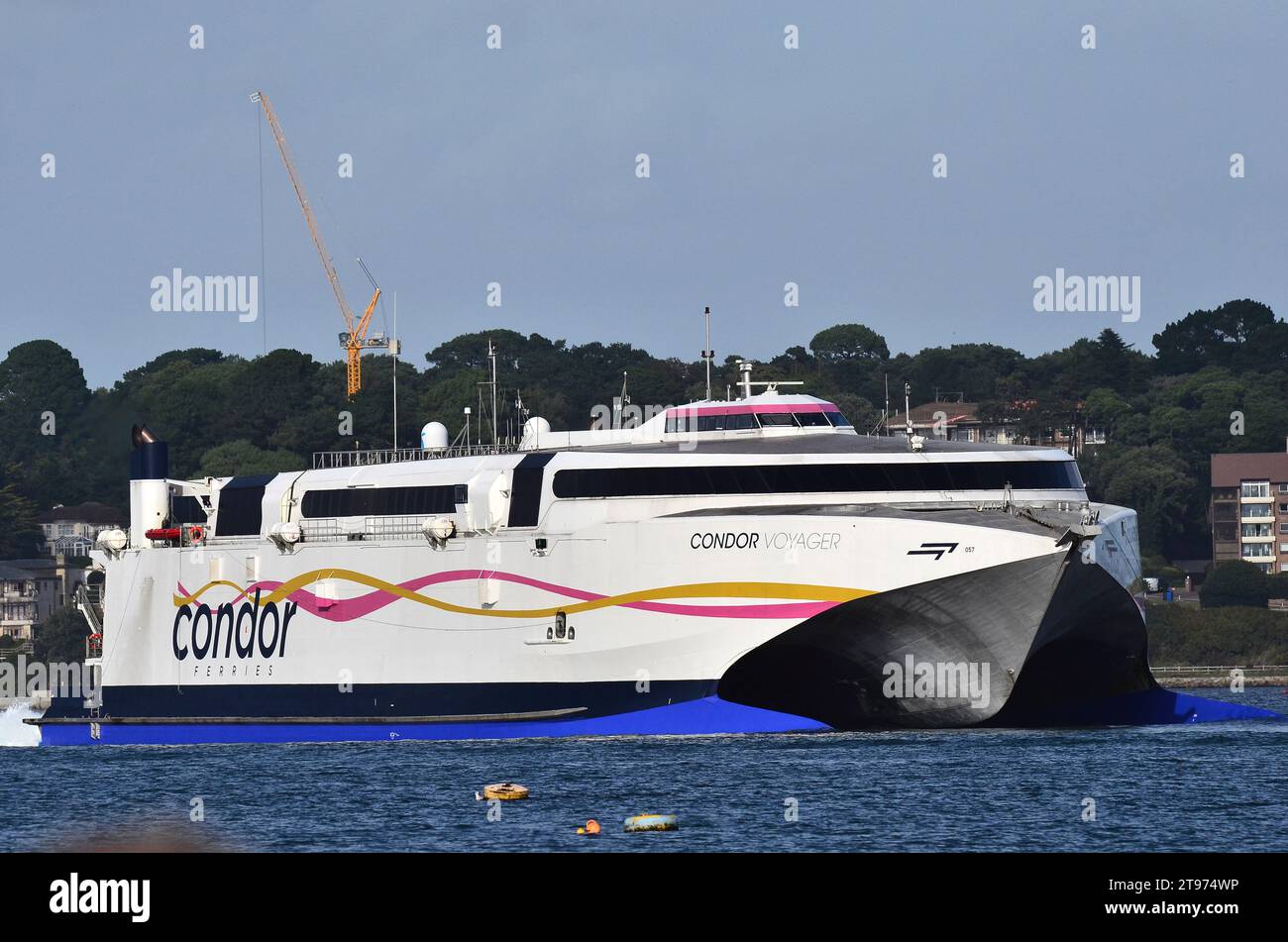 Traghetto Condor con partenza da Poole Harbour, Dorset Foto Stock