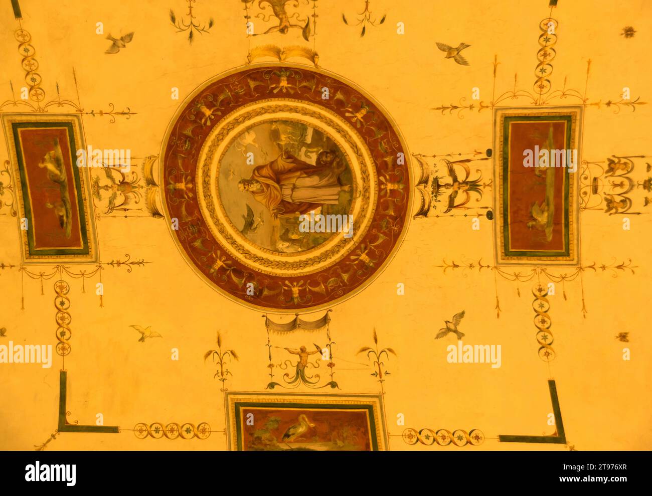 Motivi del soffitto all'interno della città del Vaticano, Roma - Italia Foto Stock