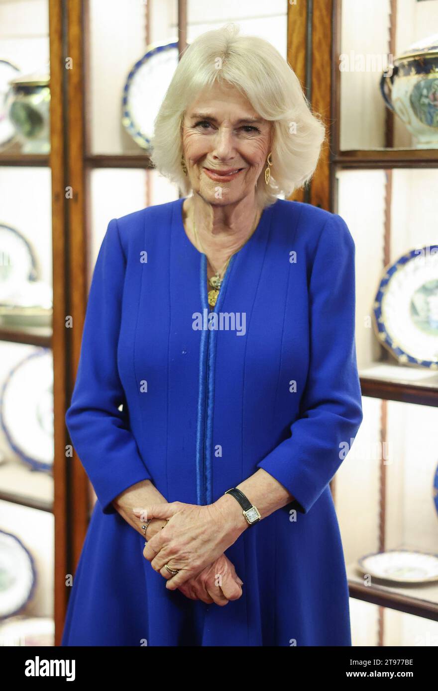 La regina Camilla parla agli ospiti durante un ricevimento a Clarence House, Londra, per la Booker Prize Foundation. Data foto: Giovedì 23 novembre 2023. Foto Stock