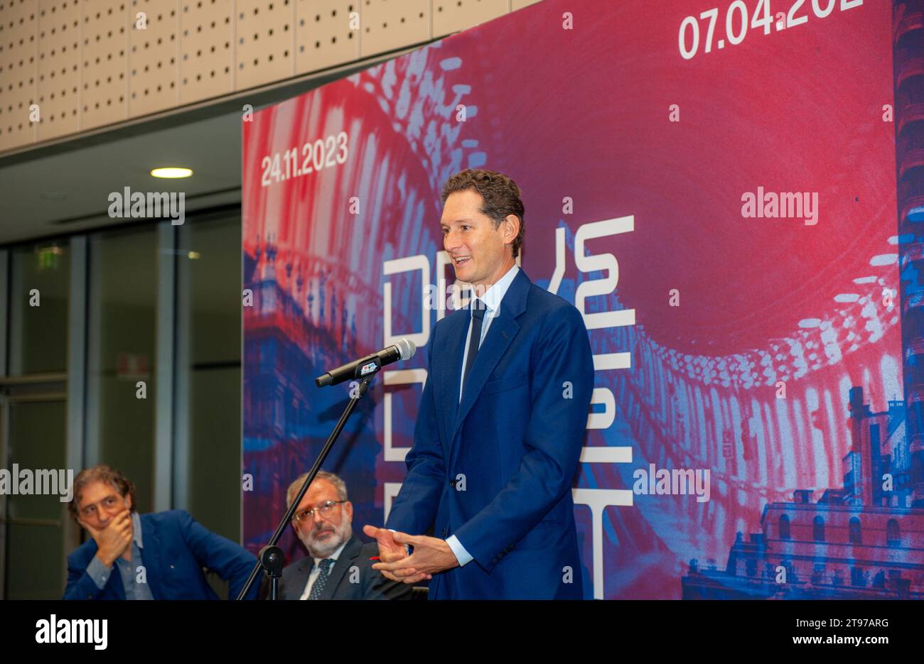 Torino (Italia) 11/23/2023 John Elkann, Presidente Stellantis, in occasione della presentazione della mostra "Drive Different" al Museo Auto Foto Stock