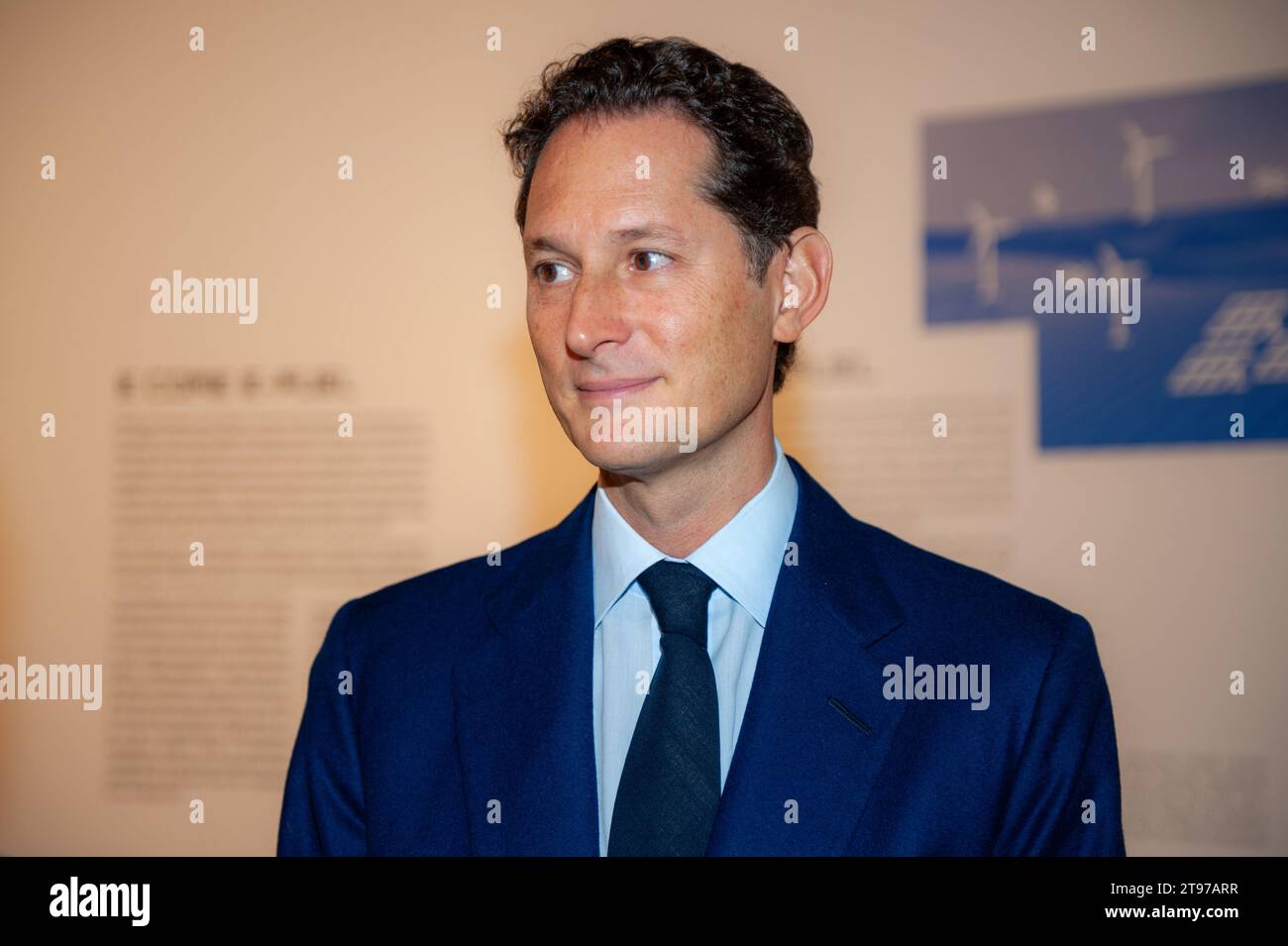 Torino (Italia) 11/23/2023 John Elkann, Presidente Stellantis, in occasione della presentazione della mostra "Drive Different" al Museo Auto Foto Stock