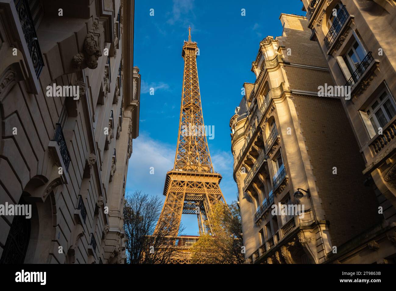 Torre Eiffel dal Ponte Bir-Hakeim Foto Stock