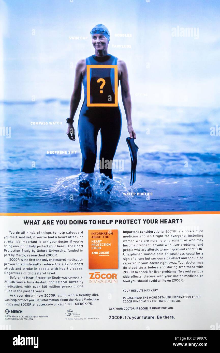 2004 Merck Zocor simvastatina Heart Protection ad Foto Stock