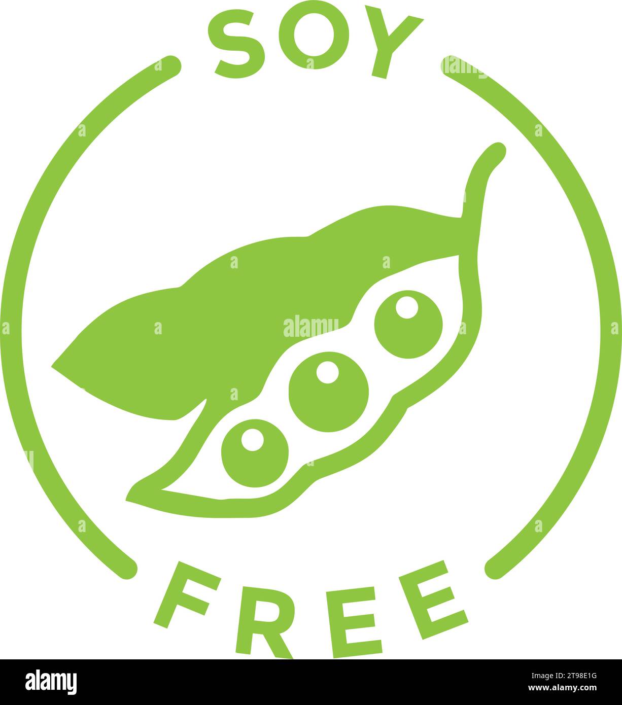 Icona illustrazioni vettoriali con simboli senza soia su sfondo bianco. Icona Green Vector di Soy Free Foods. Illustrazione Vettoriale