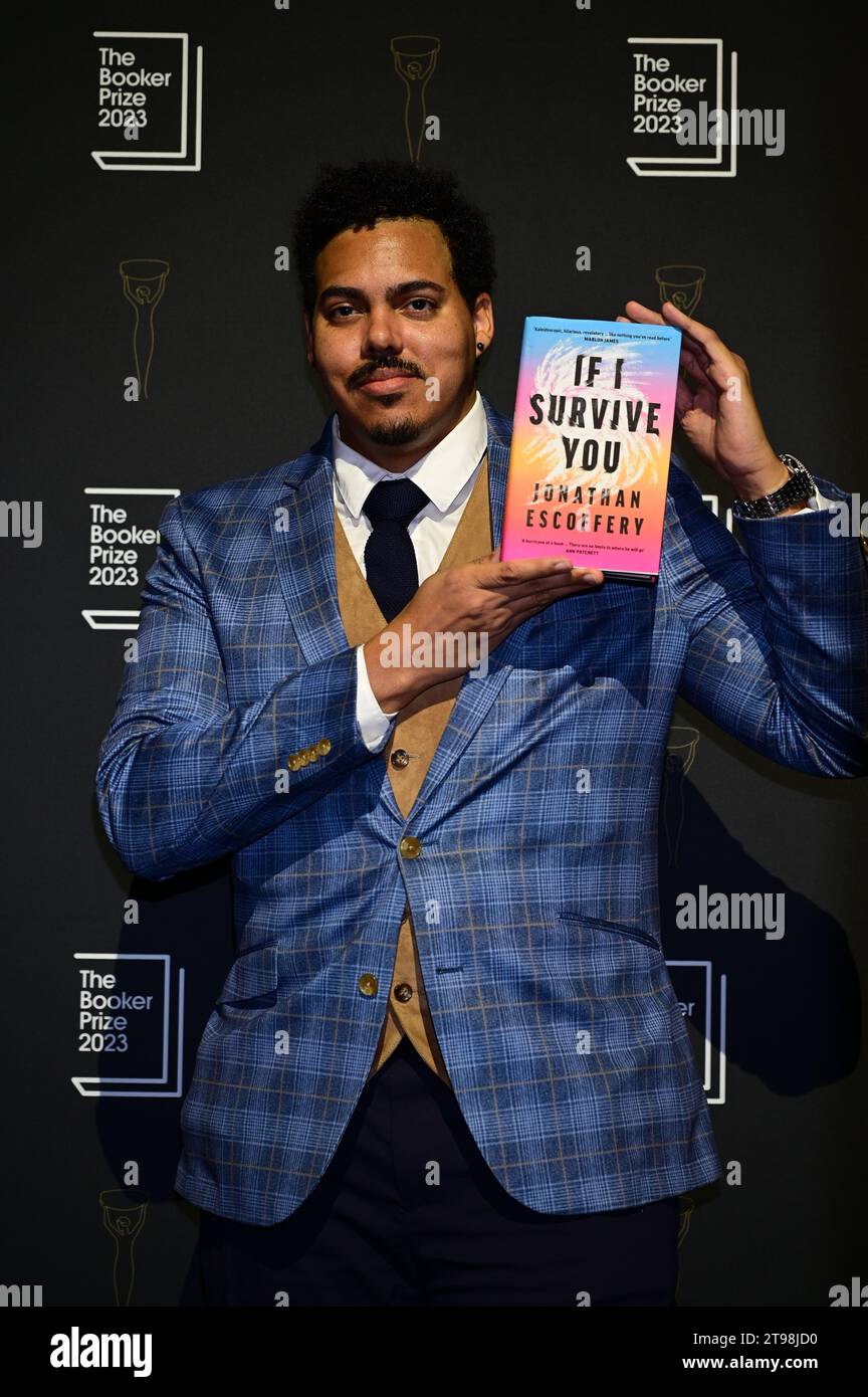 Londra, Regno Unito. 23 novembre 2023. Guida alla lettura: If i Survive You di Jonathan Escoffery partecipa al Booker Prize 2023 Reading alla Queen Elizabeth Hall, Southbank Centre, Londra, Regno Unito. Credito: Vedere li/Picture Capital/Alamy Live News Foto Stock