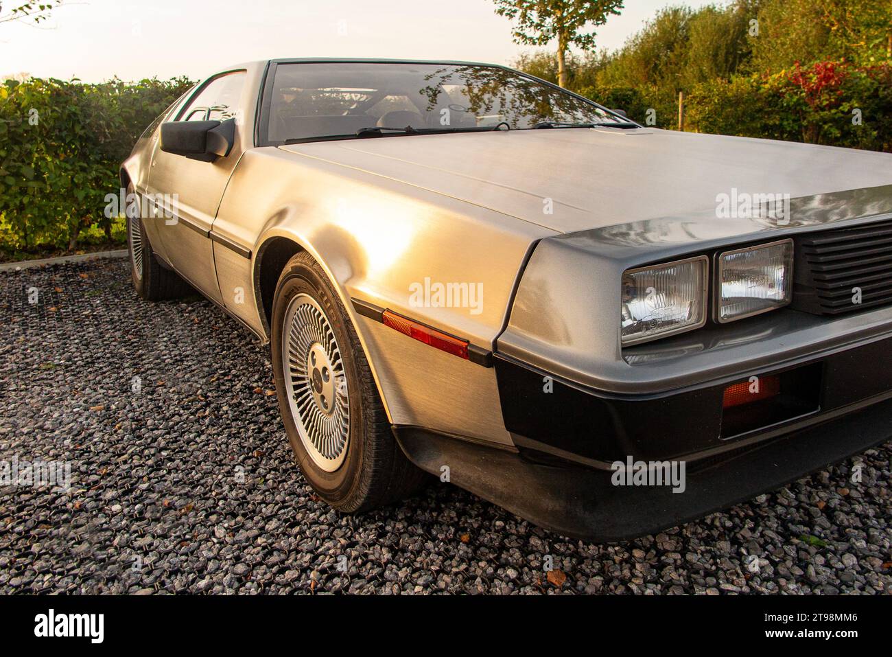 Un'auto DeLorean, nota soprattutto per essere la stessa del film ritorno al futuro. Foto Stock