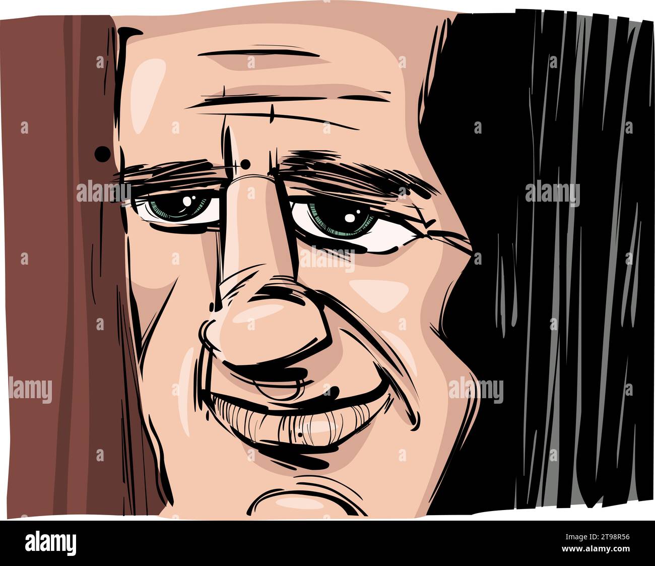 uomo sorridente disegno caricaturale Illustrazione Vettoriale