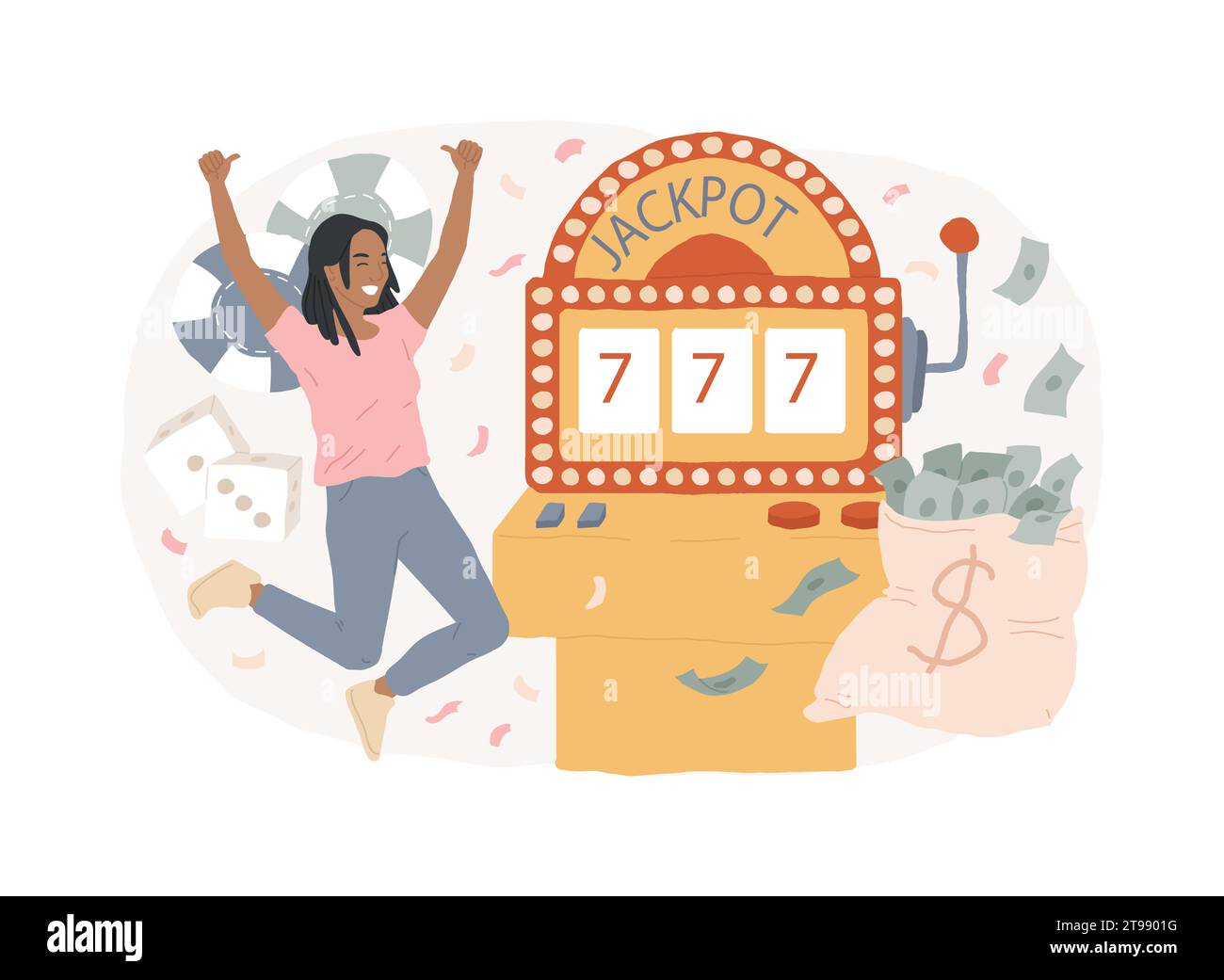 Illustrazione del vettore del concetto isolato di slot machine. Slot machine online, gioco di casinò, vincitore di un gran premio, vincita di un jackpot, dipendenza dal gioco d'azzardo, scarica l'applicazione e gioca il concetto vettoriale dell'esperienza di gioco. Illustrazione Vettoriale