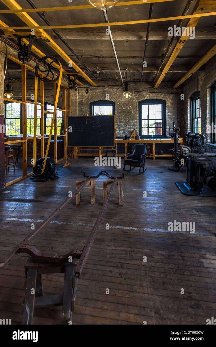 Ford Piquette Plant, Detroit, Stati Uniti. Nello stabilimento di Piquette Avenue le prime vetture Ford Model T prodotte su una linea di assemblaggio. È il più antico edificio costruito appositamente per le fabbriche automobilistiche aperto al pubblico Foto Stock