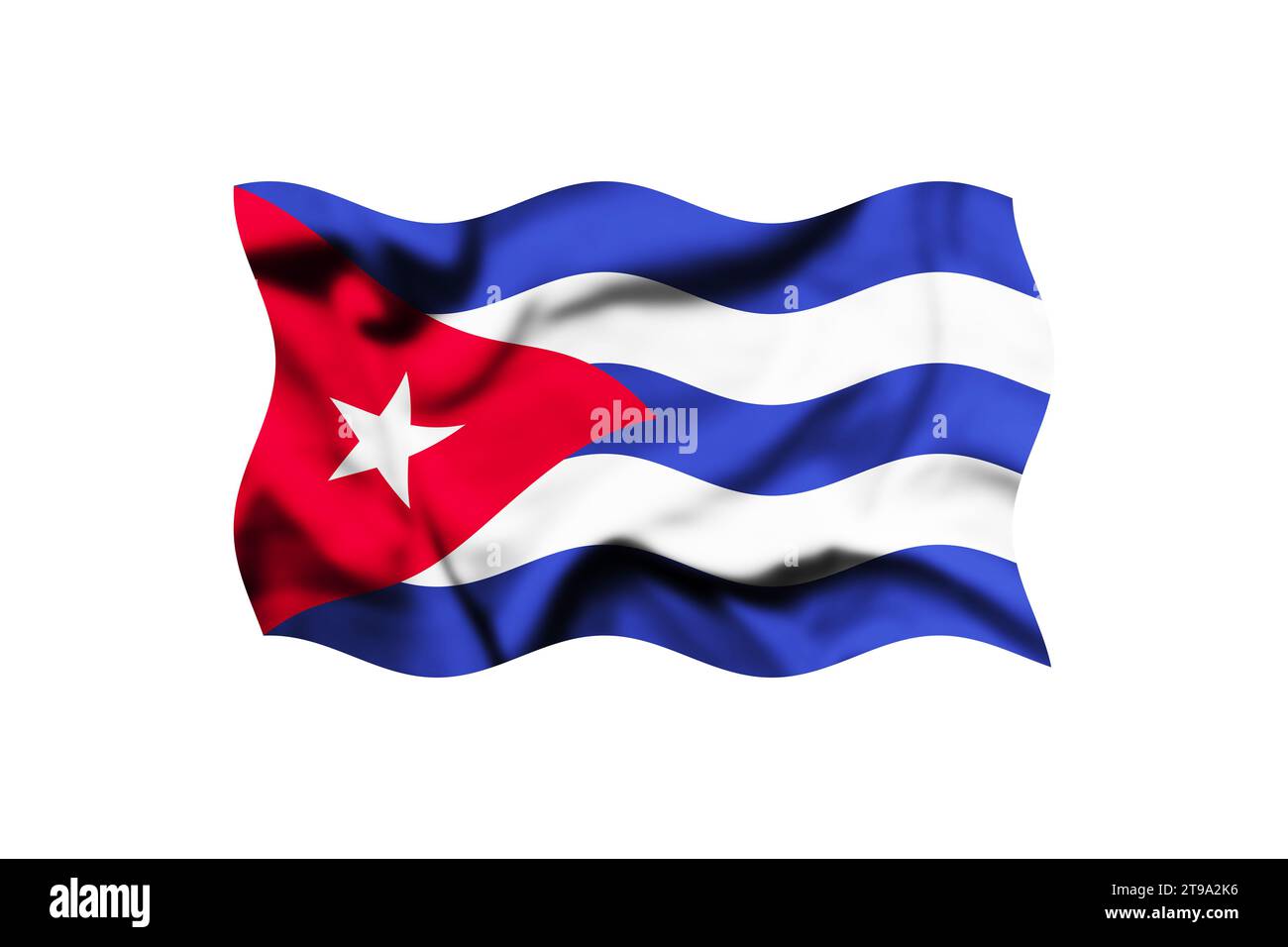 Bandiera di Cuba che soffia nel vento, bandiera di Cuba, percorso di ritaglio incluso Foto Stock