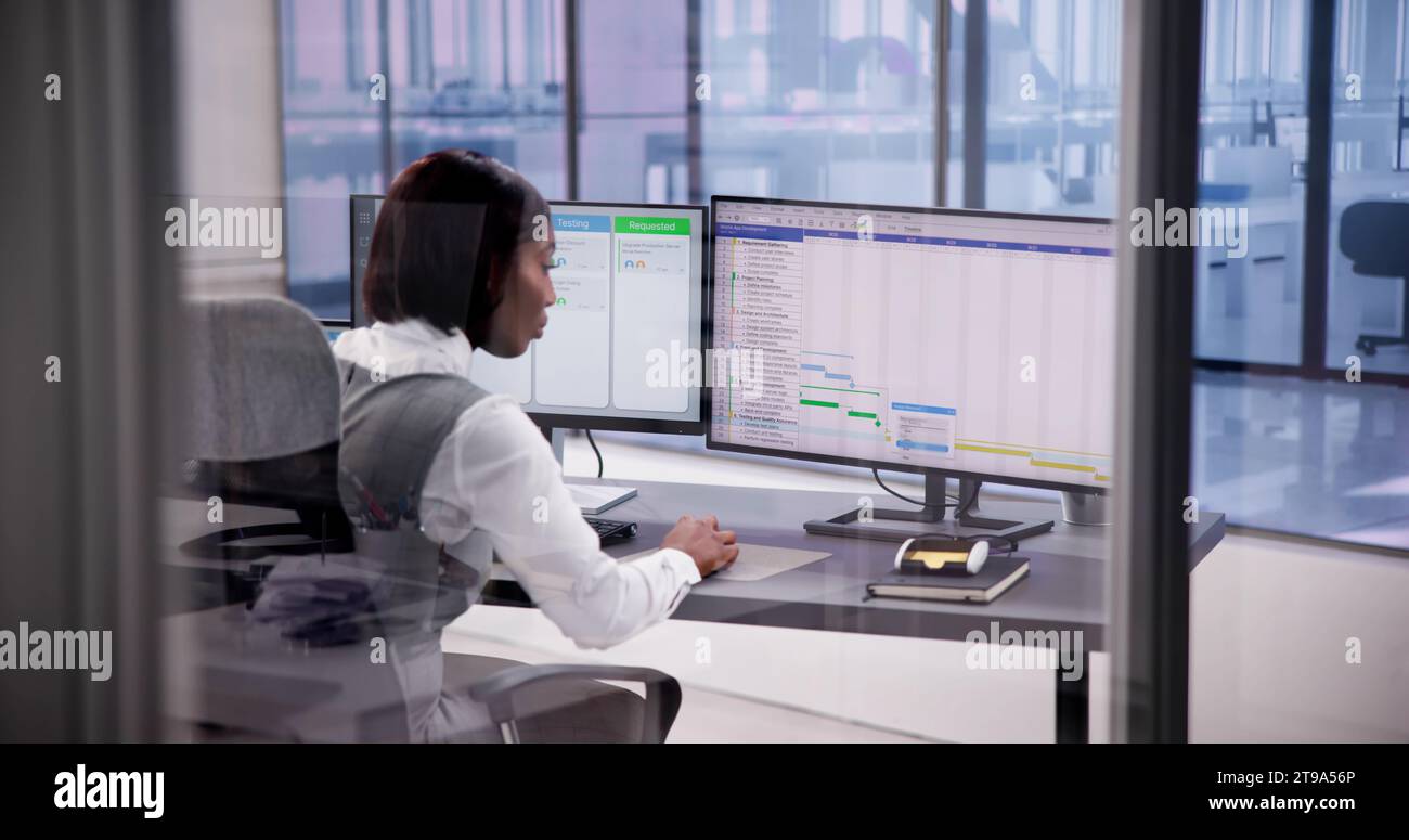 Gestione efficiente degli eventi: Banner di pianificazione grafico Gantt per dispositivo Foto Stock