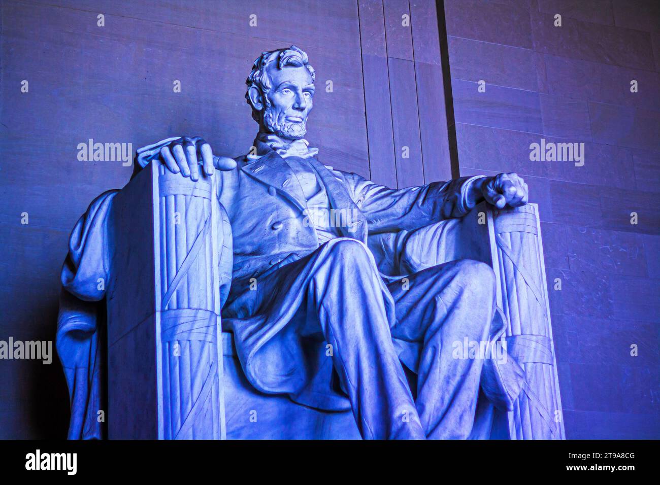 Il Lincoln Memorial di Washington DC, foto artistica elaborata in blu Foto Stock