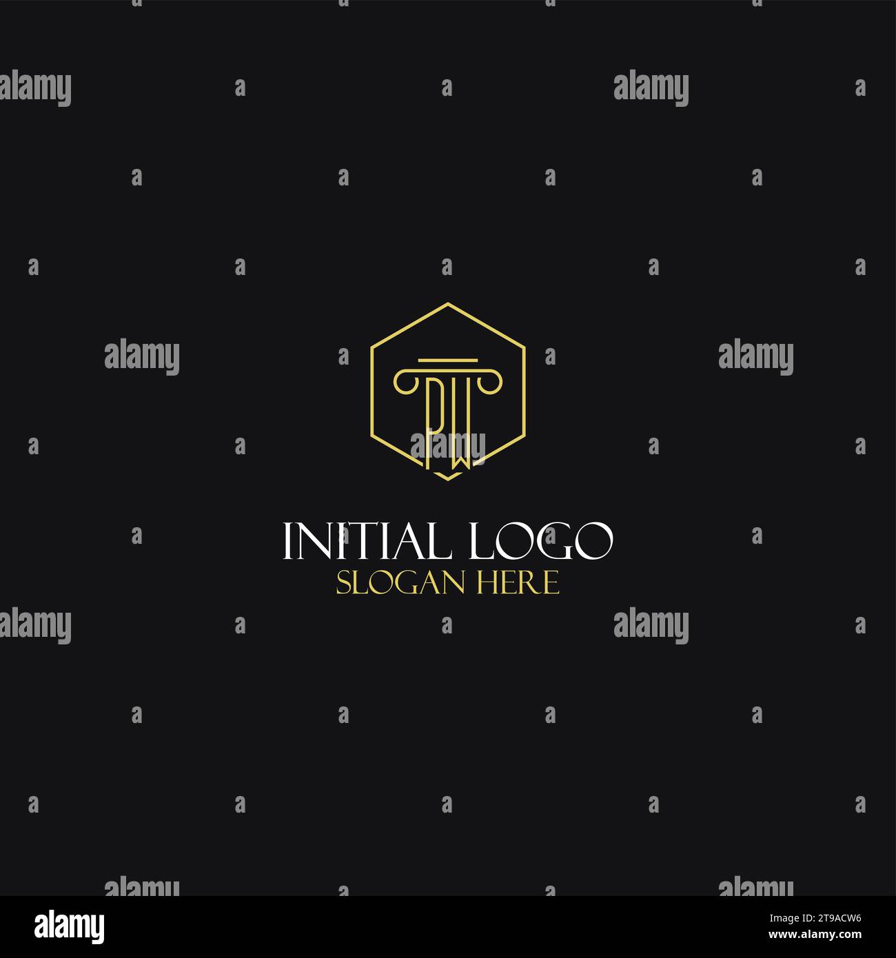 Iniziali monogramma PW design per loghi di avvocati, avvocati, avvocati e studi legali Illustrazione Vettoriale