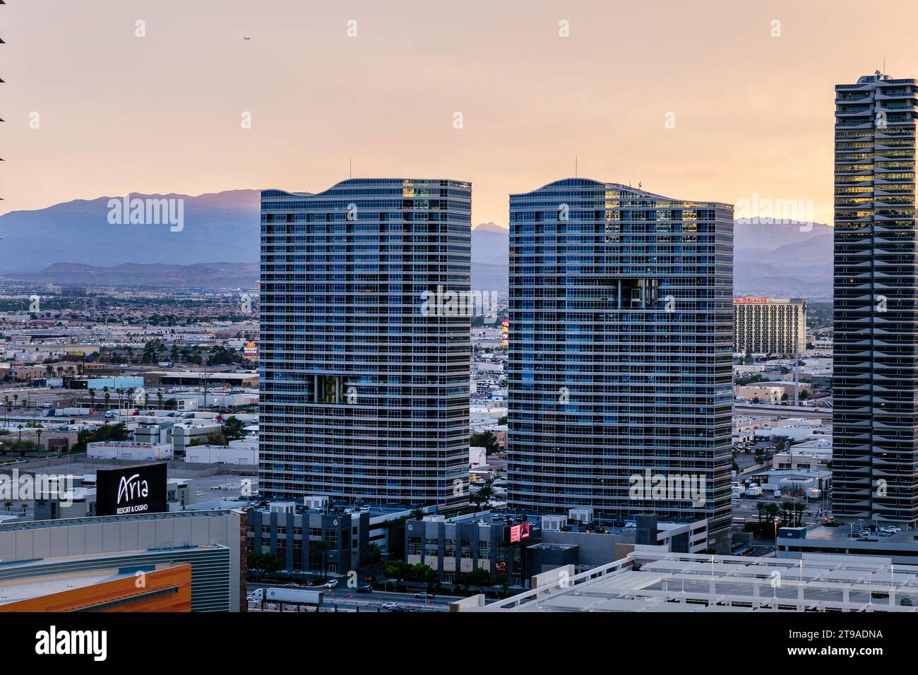 Las Vegas, Nevada Panorama Towers di notte Foto Stock