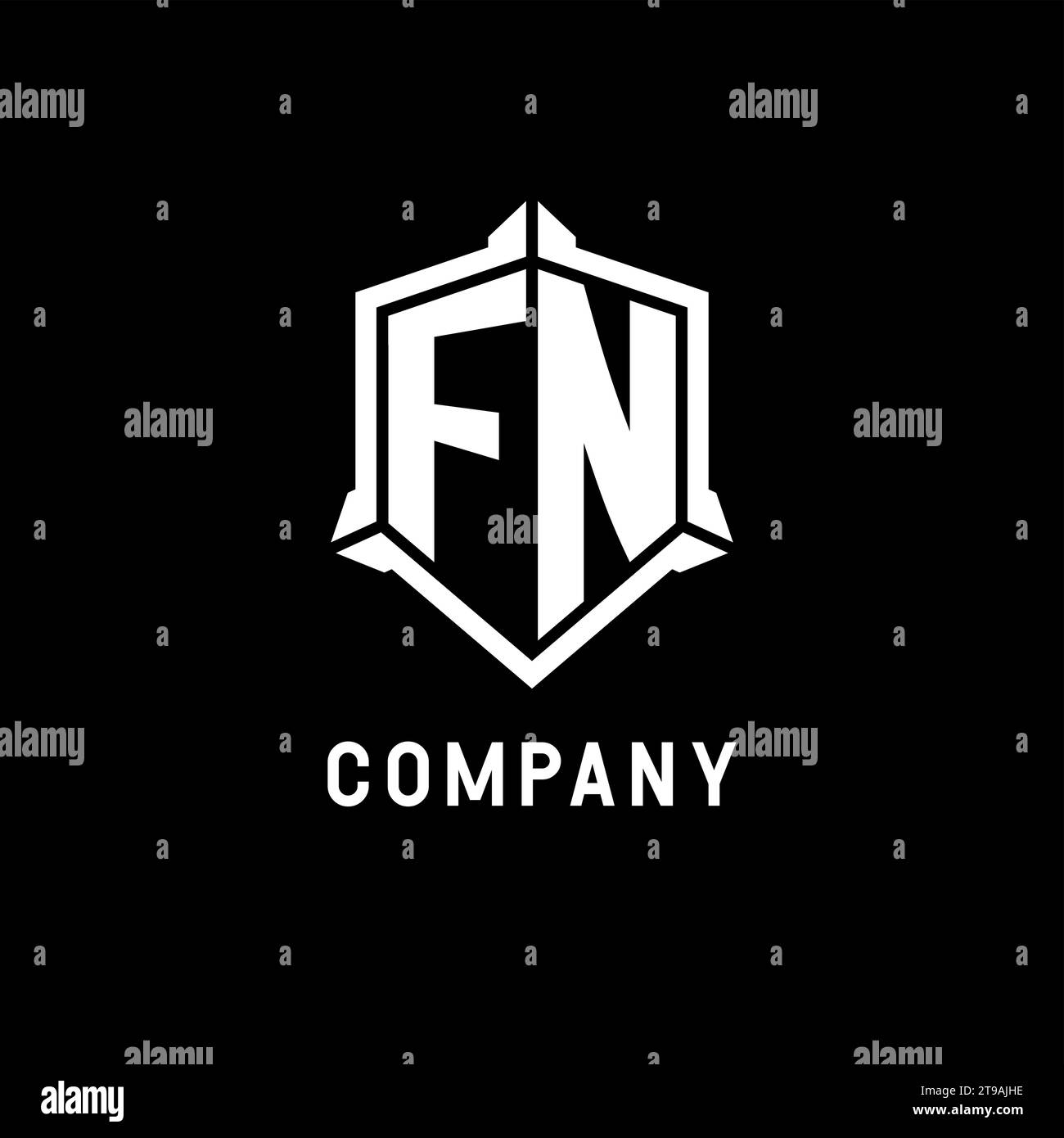 Logo FN iniziale con grafica vettoriale a forma di scudo Illustrazione Vettoriale