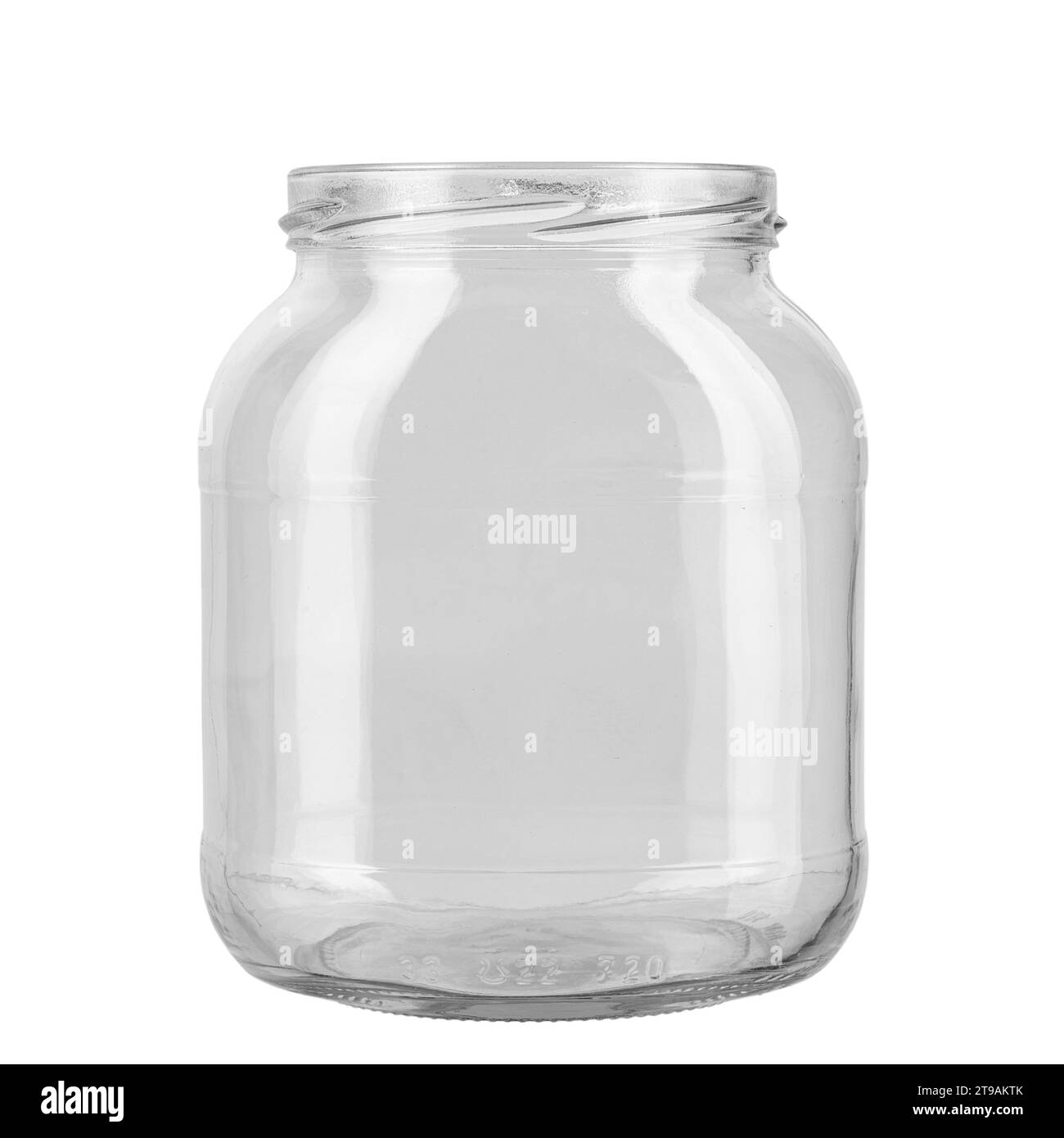 Vaso di vetro vuoto isolato su sfondo bianco. Il file contiene il percorso di ritaglio. Profondità di campo completa. Foto Stock