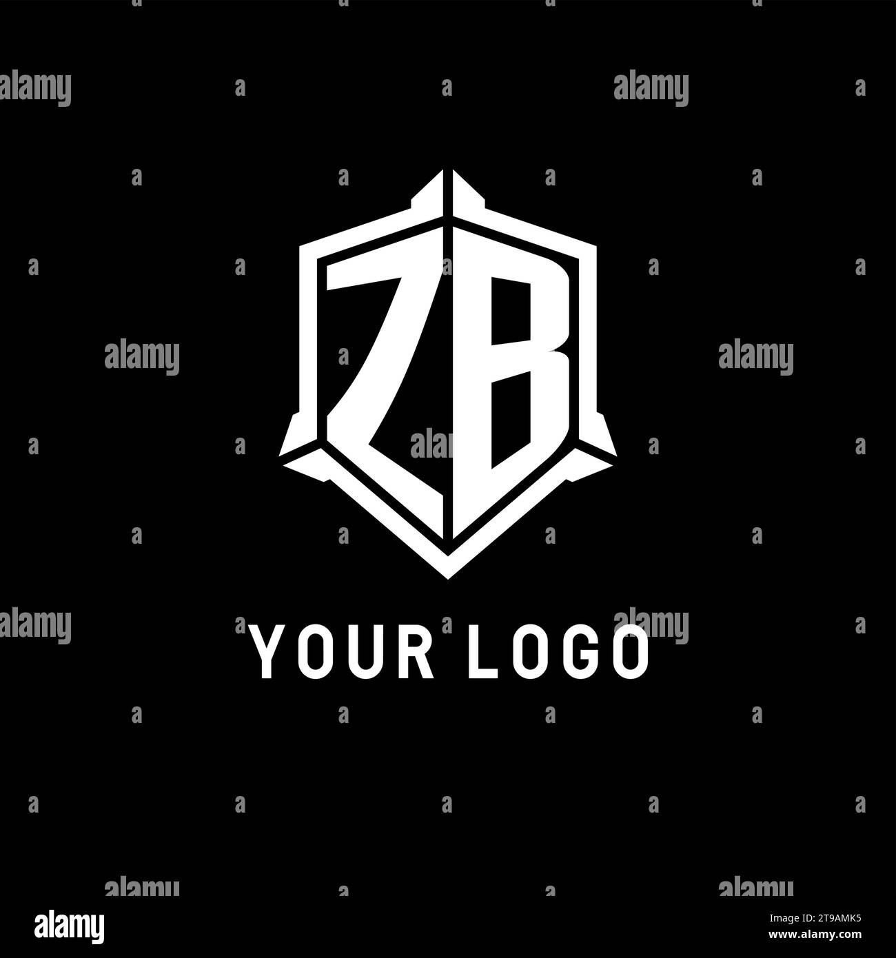 Logo ZB iniziale con grafica vettoriale a forma di scudo Illustrazione Vettoriale