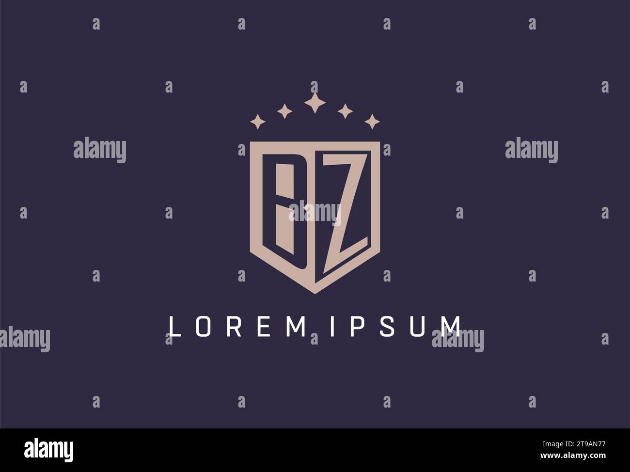Icona logo scudo iniziale BZ ispirazione per design geometrico Illustrazione Vettoriale