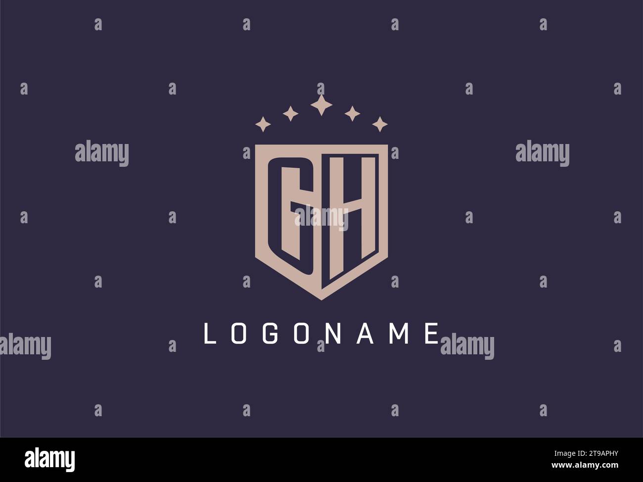 Icona logo scudo iniziale GH ispirazione per il design geometrico Illustrazione Vettoriale