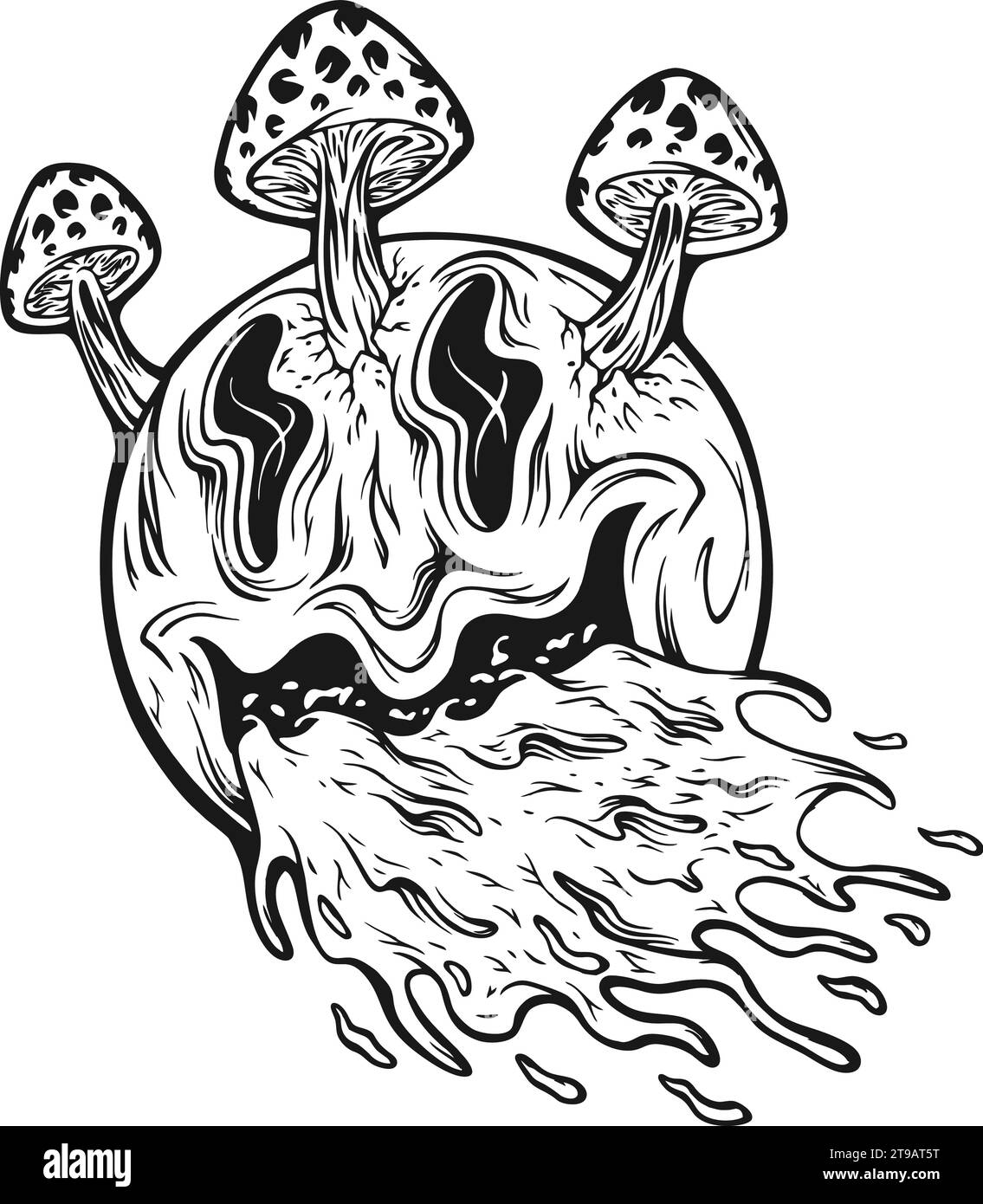 Sgabello Trippy con silhouette emoji a goccia illustrazioni vettoriali per il logo del tuo lavoro, t-shirt di merchandisse, adesivi e disegni di etichette, poster, saluto Illustrazione Vettoriale