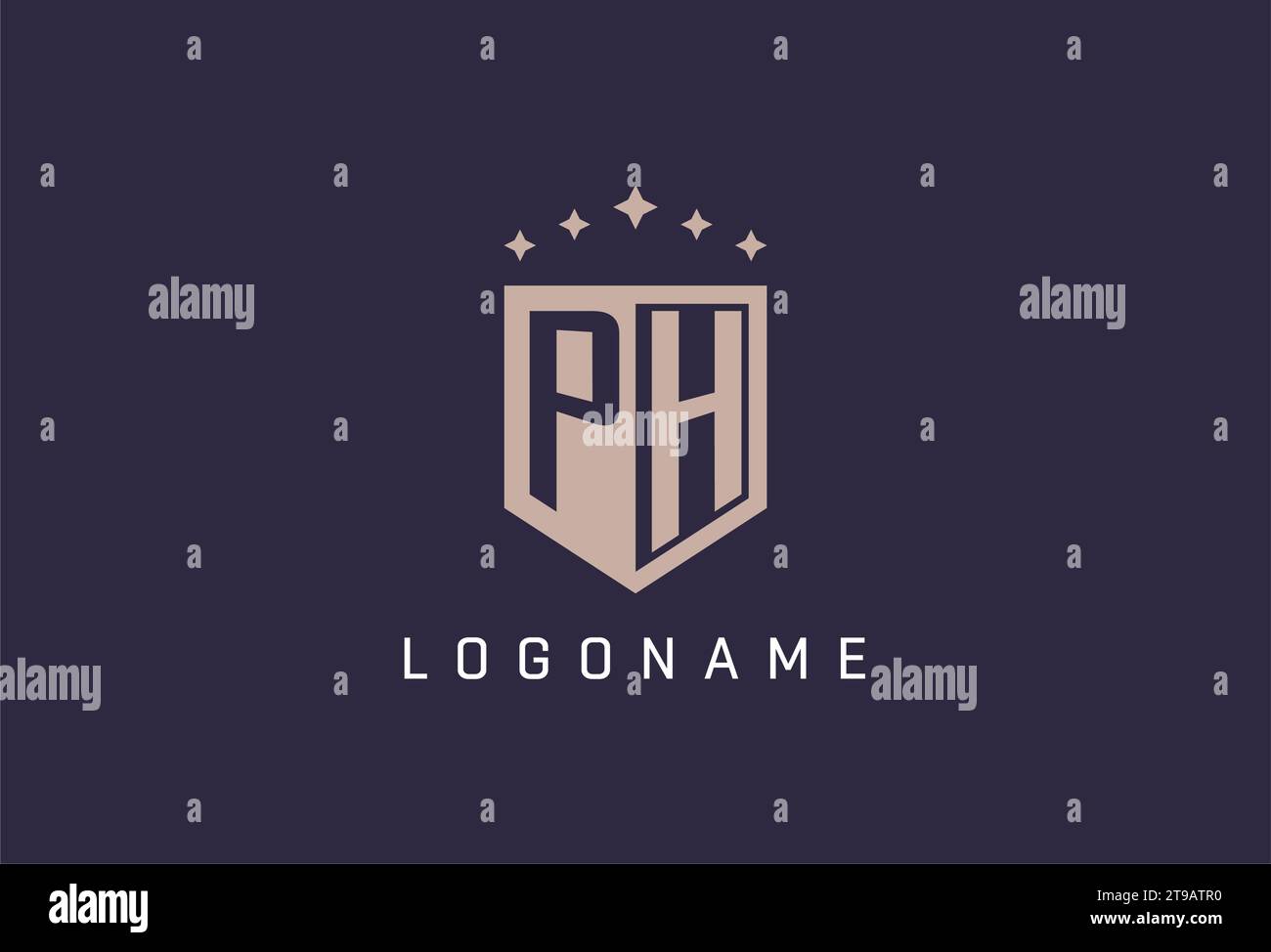 Icona logo scudo iniziale PH ispirazione dal design geometrico Illustrazione Vettoriale