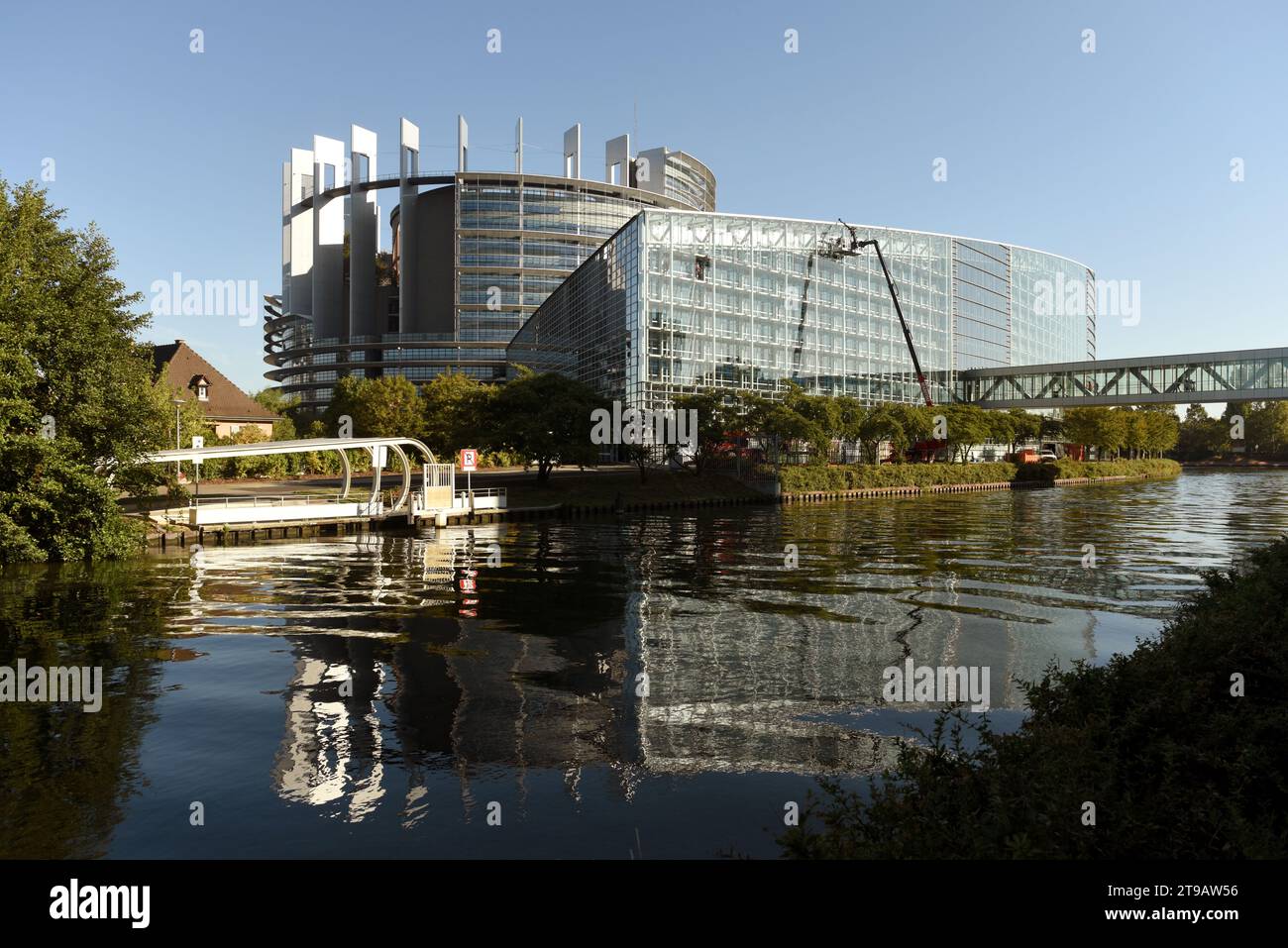 Strasburgo, Francia - 4 settembre 2019: L'edificio del Parlamento europeo a Strasburgo, Francia. Foto Stock