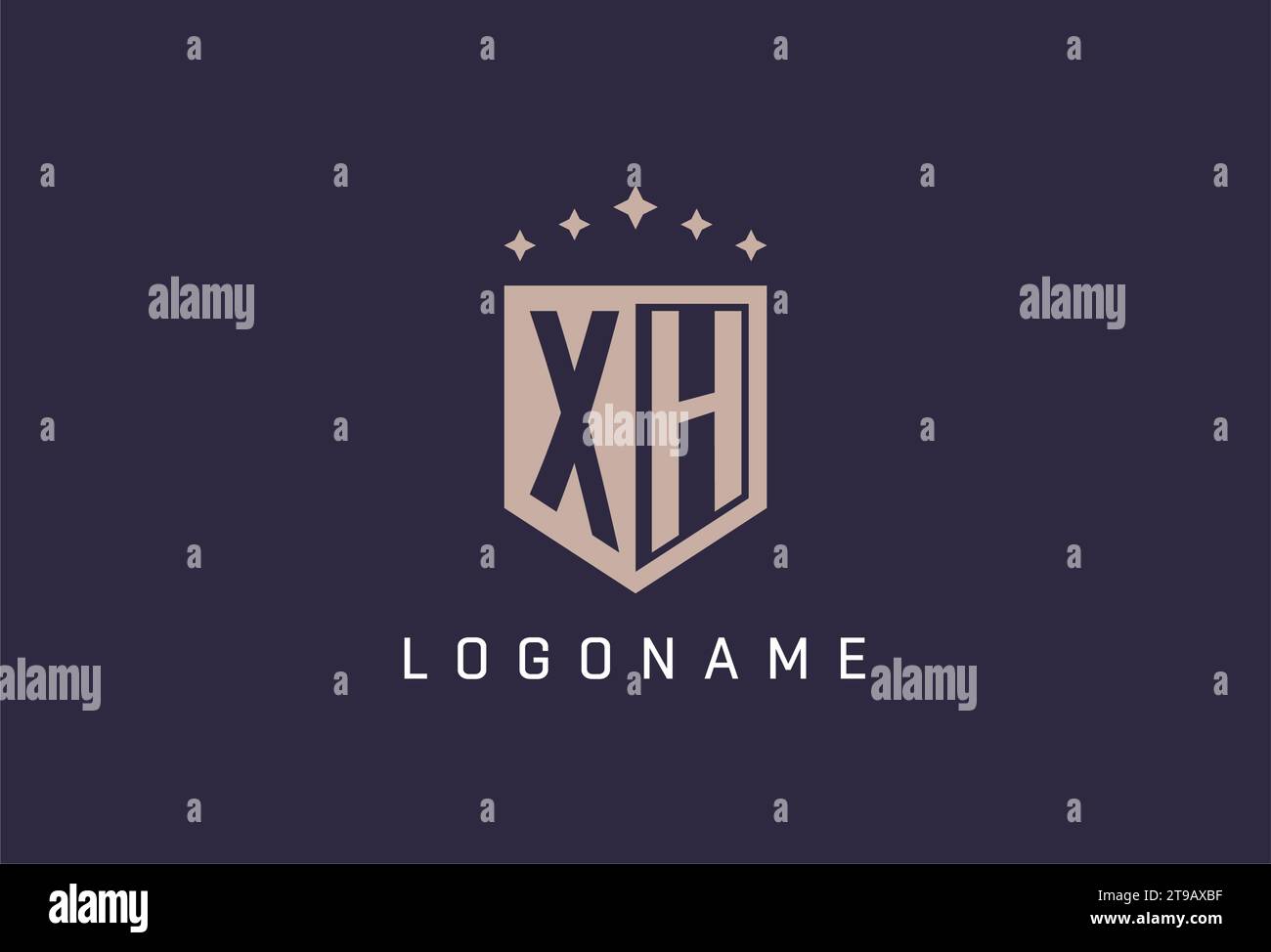 Icona logo scudo iniziale XH ispirazione per il design geometrico Illustrazione Vettoriale