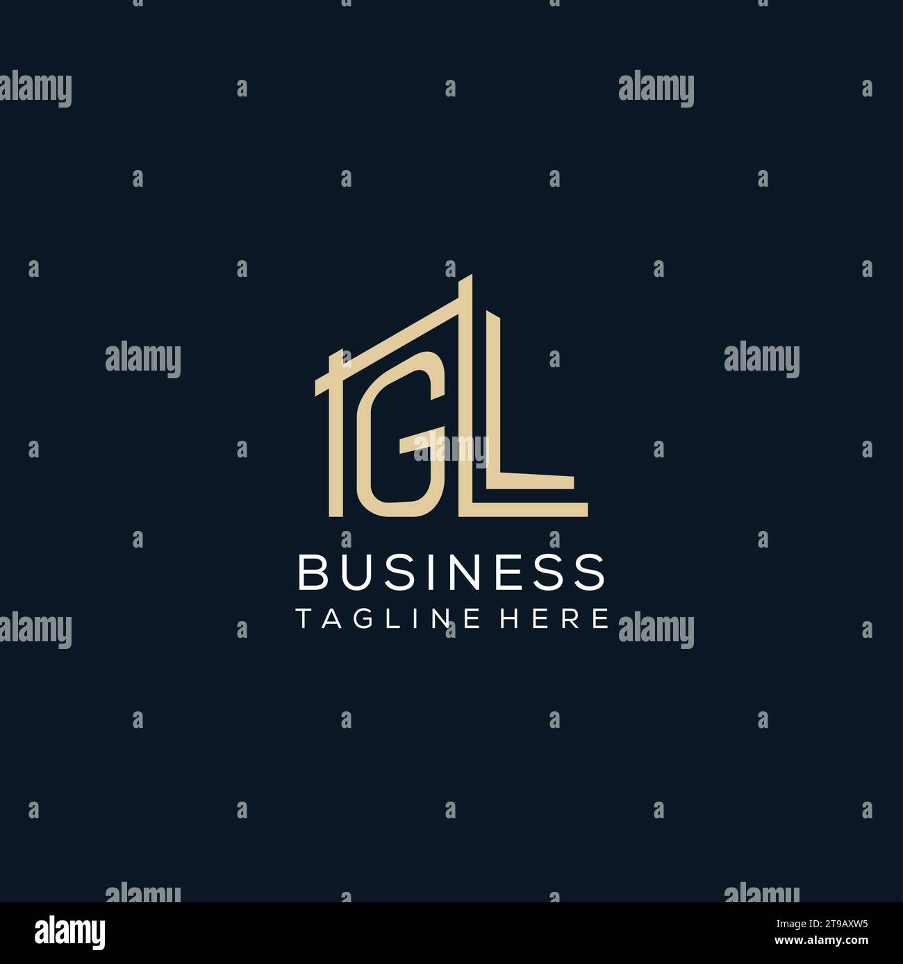 Logo GL iniziale, grafica vettoriale di design del logo architettonico e costruttivo pulito e moderno Illustrazione Vettoriale