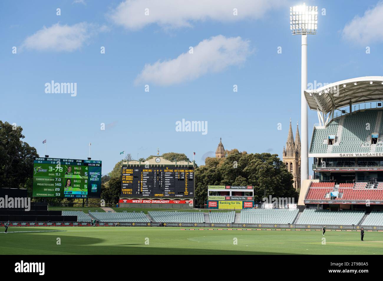 Adelaide, Australia. 24 novembre 2023. Adelaide, Australia, 24 novembre 2023: Una vista all'interno dello stadio durante la partita della Weber Womens Big Bash League 09 tra Brisbane Heat e Sydney Thunder all'Adelaide Oval di Adelaide, Australia (Noe Llamas/SPP) credito: SPP Sport Press Photo. /Alamy Live News Foto Stock