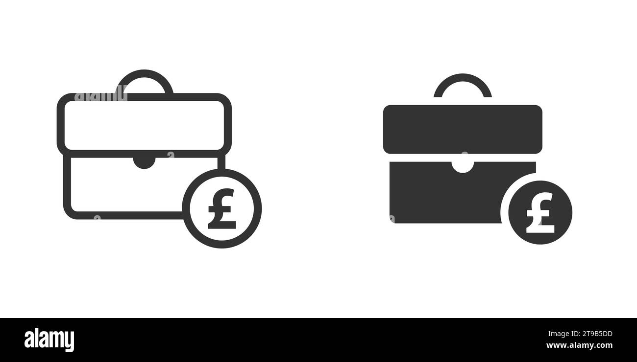 Icona della valigia con cartello della sterlina. Illustrazione vettoriale Illustrazione Vettoriale