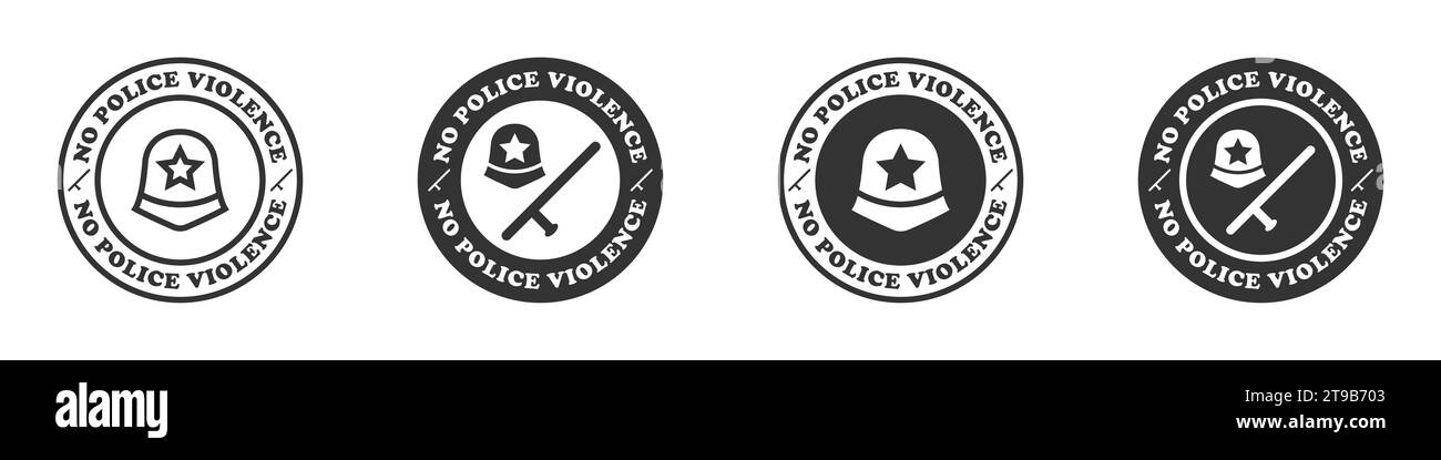 Nessuna icona della violenza della polizia. Basta con la brutalità della polizia. Illustrazione vettoriale Illustrazione Vettoriale
