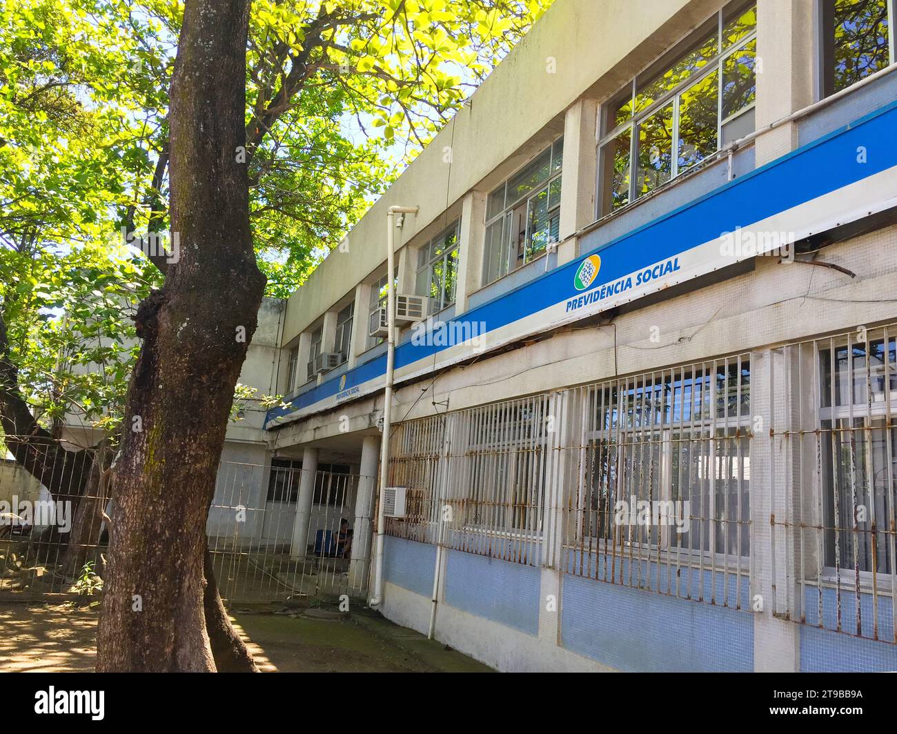 Rio de Janeiro - Brasile "Previdencia Social do Brasil" ingresso all'accoglienza che accoglie i cittadini brasiliani in cerca di sicurezza sociale e di salute Foto Stock