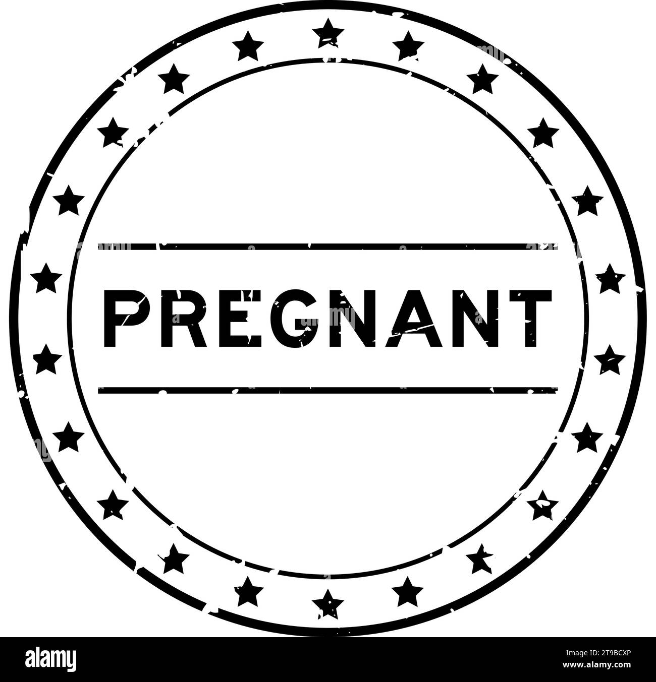 Sigillo in gomma tondo senza parole in gravidanza nero grunge su sfondo bianco Illustrazione Vettoriale