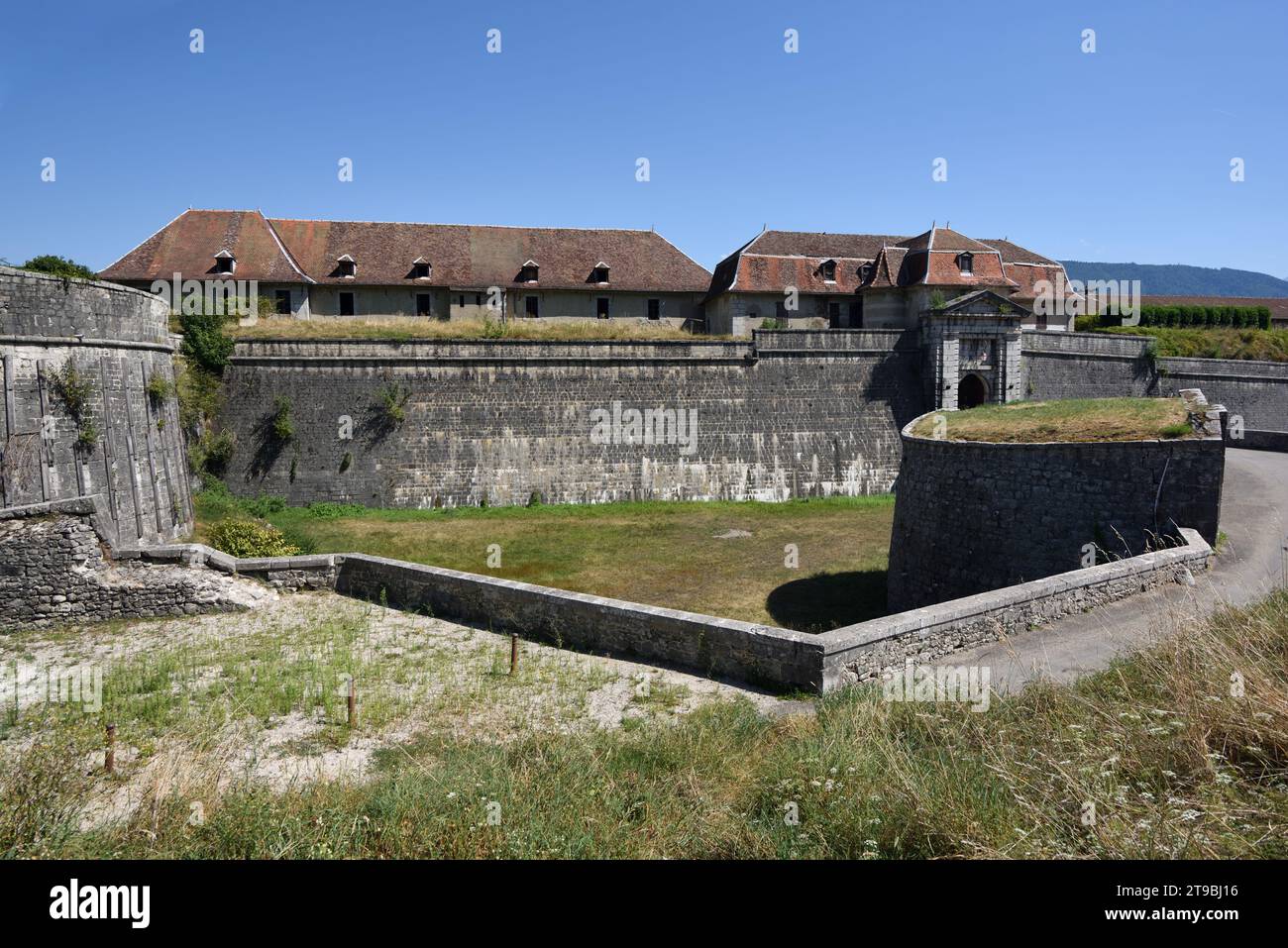 Moat, Ditch & Vastions of Fort Barraux (1597), un Bastion Fort medievale, noto anche come Fort de Saint Barthélémy, Barraux Isère Francia Foto Stock