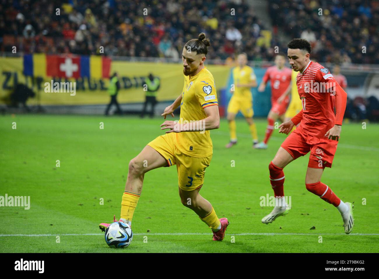 Radu Dragusin dopo la partita Romania contro Svizzera partita di qualificazione a Euro 2024 , Bucarest , Stadio Nazionale Arena , 23.11.2023 , Cristi Stavri Foto Stock