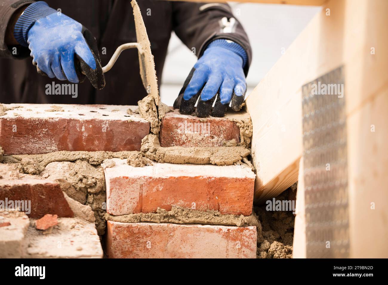 Lavori di muratura in cantiere Foto Stock