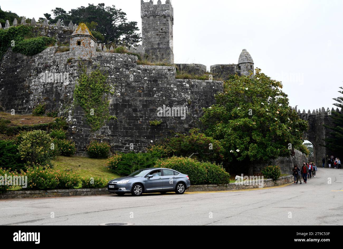 Castello di Monterreal (XII-XVI secolo). Baiona, Pontevedra, Galizia, Spagna. Foto Stock