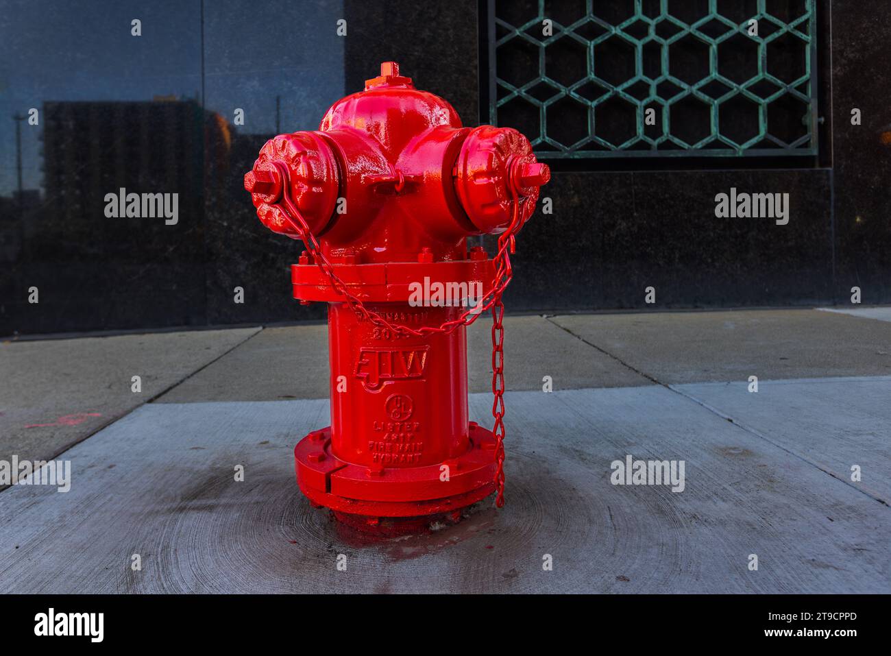 Idrante rosso a Detroit, Stati Uniti Foto Stock